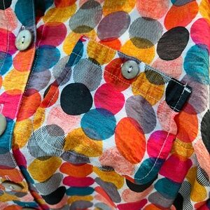 JOHN MARK Womens XS Colorful Dot Blouse Wire Collar Tunic Top Artsy Lagenlook